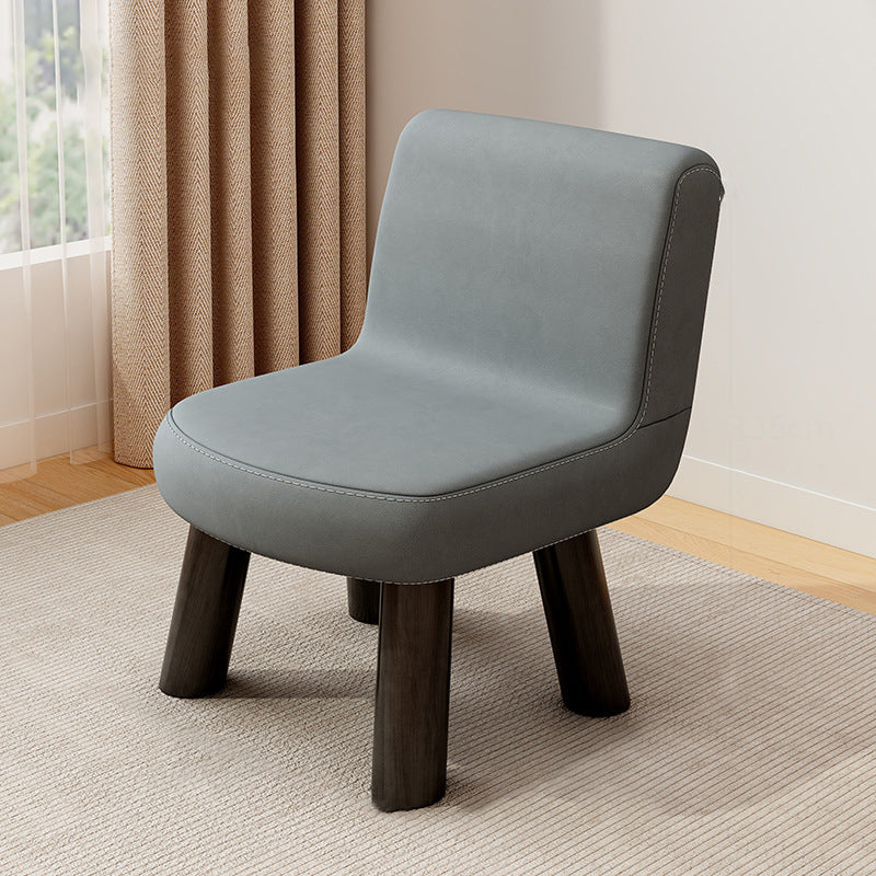Contemporary Scandinavian Square Stool with Premium Faux Leather and Pine Wood Backrest – Low Living Room Chair for Kids
