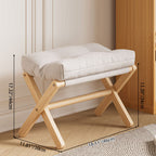 Taburete infantil rectangular moderno y minimalista, plegable, con tapicería de tela y estructura de madera maciza de pino — Asiento ideal para la sala de estar