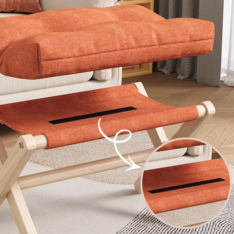Taburete infantil rectangular moderno y minimalista, plegable, con tapicería de tela y estructura de madera maciza de pino — Asiento ideal para la sala de estar