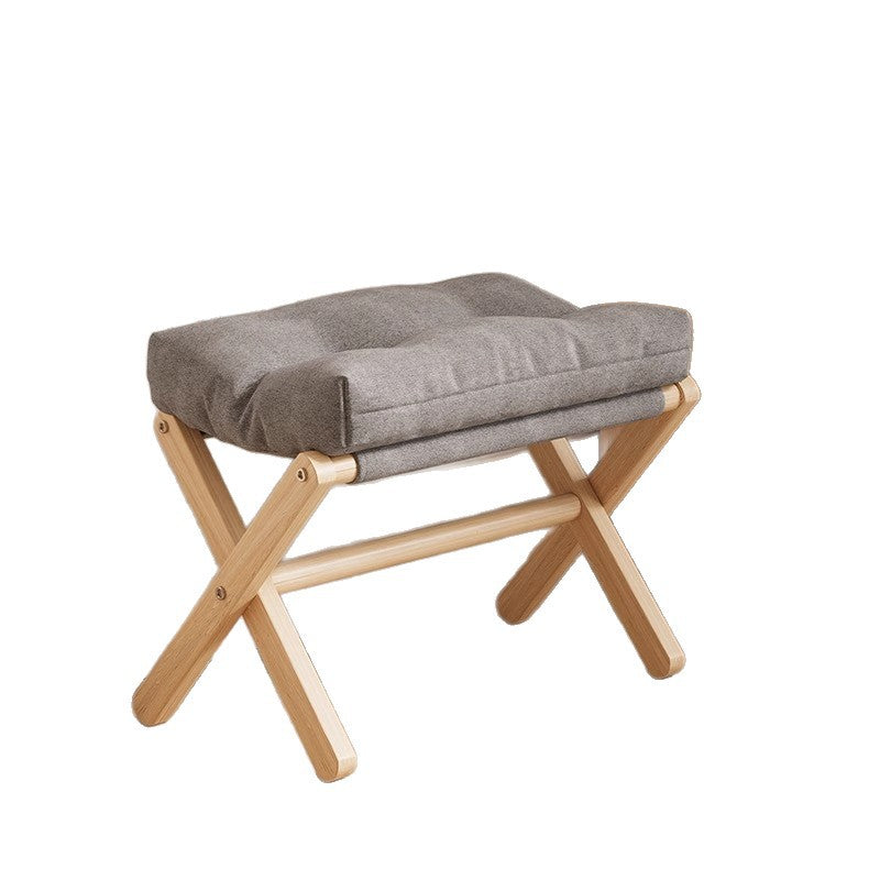 Taburete infantil rectangular moderno y minimalista, plegable, con tapicería de tela y estructura de madera maciza de pino — Asiento ideal para la sala de estar