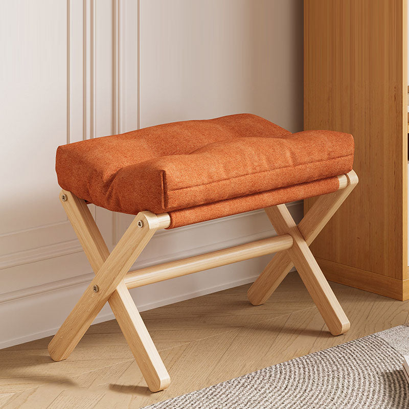 Modern Minimalist Rectangular Foldable Kids Footstool with Fabric Upholstery and Solid Pine Wood Frame — Ideal Living Room Seat