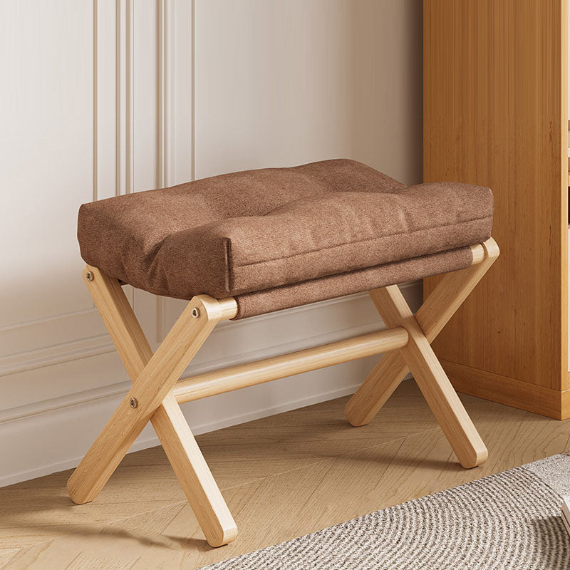 Modern Minimalist Rectangular Foldable Kids Footstool with Fabric Upholstery and Solid Pine Wood Frame — Ideal Living Room Seat