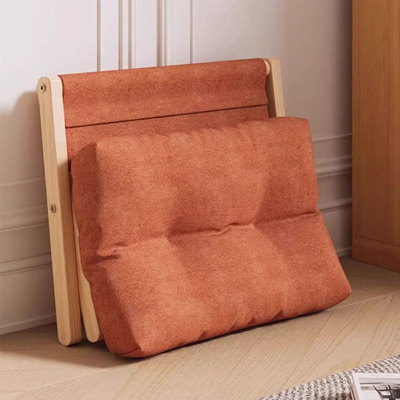 Taburete infantil rectangular moderno y minimalista, plegable, con tapicería de tela y estructura de madera maciza de pino — Asiento ideal para la sala de estar
