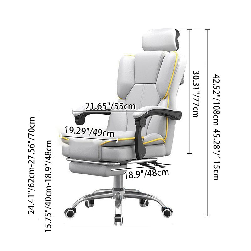 Contemporary Scandinavian Rectangular PU Leather Steel Height-Adjustable Swivel Backrest Armrest Gaming Chair For Bedroom