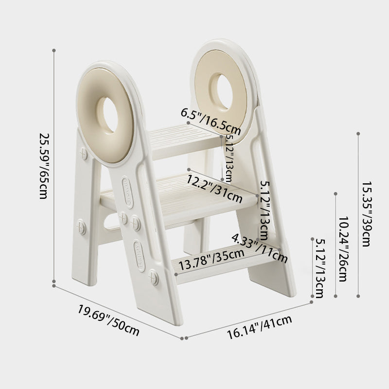Modern Scandinavian Rectangular HDPE 3-Step Foldable Kids Stool for Bedroom & Living Room