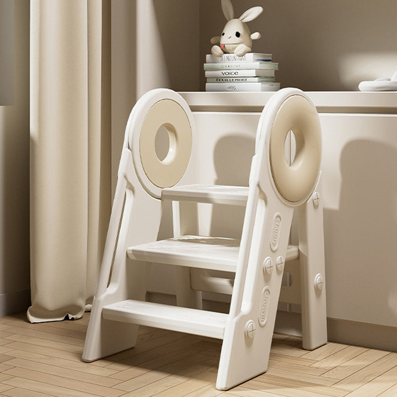 Modern Scandinavian Rectangular HDPE 3-Step Foldable Kids Stool for Bedroom & Living Room
