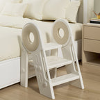 Modern Scandinavian Rectangular HDPE 3-Step Foldable Kids Stool for Bedroom & Living Room