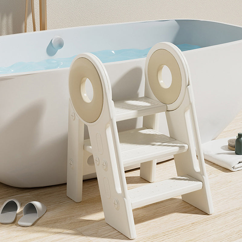 Modern Scandinavian Rectangular HDPE 3-Step Foldable Kids Stool for Bedroom & Living Room