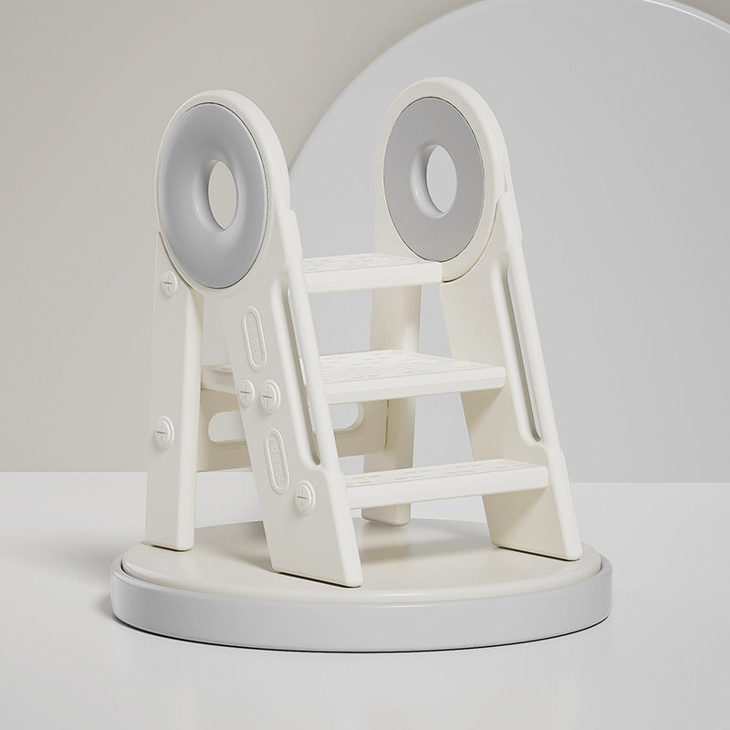 Modern Scandinavian Rectangular HDPE 3-Step Foldable Kids Stool for Bedroom & Living Room