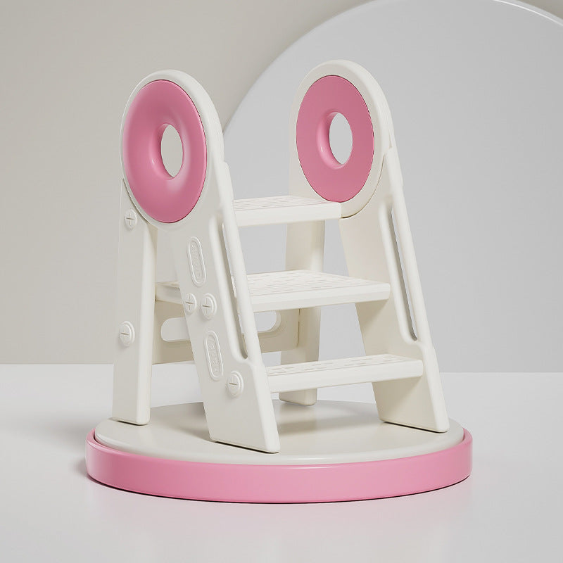 Modern Scandinavian Rectangular HDPE 3-Step Foldable Kids Stool for Bedroom & Living Room
