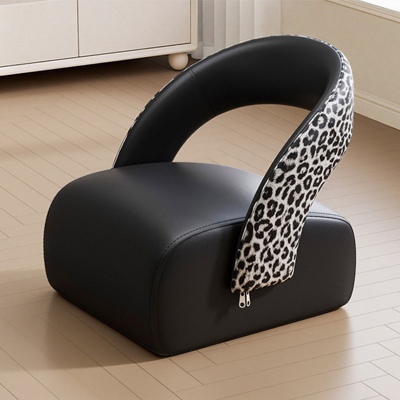 Modern Minimalist Square Solid Wood Stool with Multi-Layer Panels and Premium Faux Leather Backrest — Low-Profile Living Room Seating