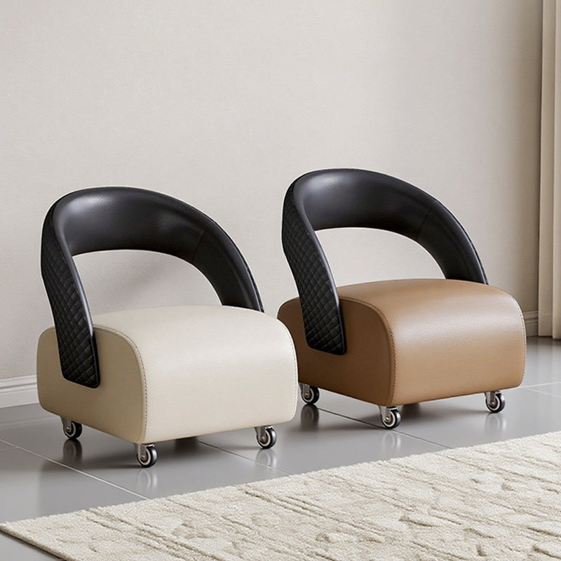 Modern Minimalist Square Solid Wood Stool with Multi-Layer Panels and Premium Faux Leather Backrest — Low-Profile Living Room Seating