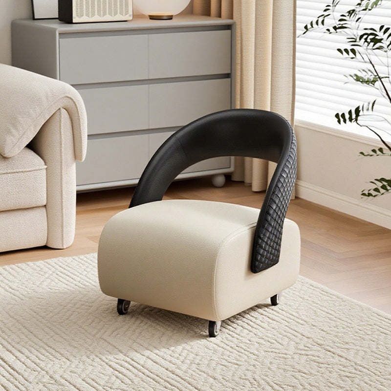 Modern Minimalist Square Solid Wood Stool with Multi-Layer Panels and Premium Faux Leather Backrest — Low-Profile Living Room Seating