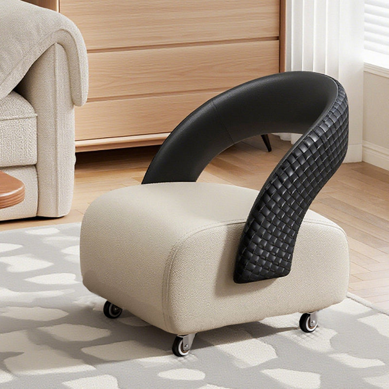 Modern Minimalist Square Solid Wood Stool with Multi-Layer Panels and Premium Faux Leather Backrest — Low-Profile Living Room Seating