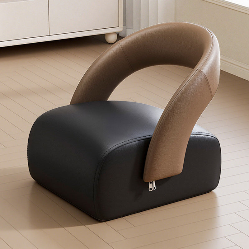 Modern Minimalist Square Solid Wood Stool with Multi-Layer Panels and Premium Faux Leather Backrest — Low-Profile Living Room Seating