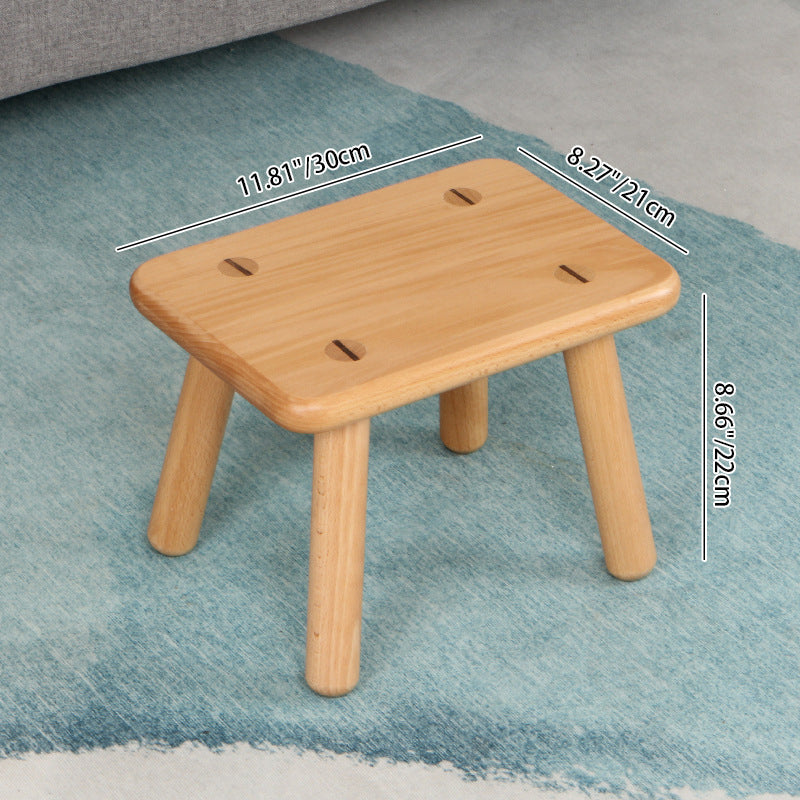 Modern Beech Wood Kids Stool – Low, Rectangular Solid-Wood Design for Entryways and Living Rooms