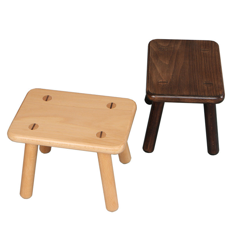 Modern Beech Wood Kids Stool – Low, Rectangular Solid-Wood Design for Entryways and Living Rooms