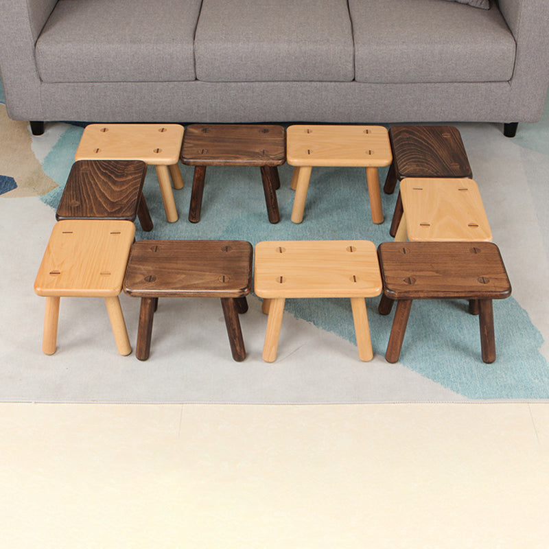 Modern Beech Wood Kids Stool – Low, Rectangular Solid-Wood Design for Entryways and Living Rooms