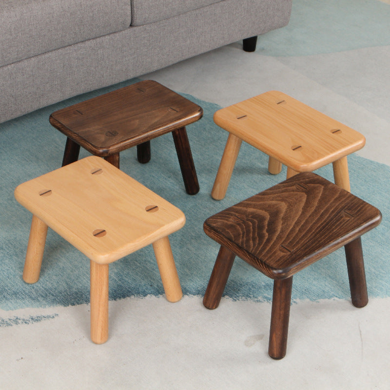 Modern Beech Wood Kids Stool – Low, Rectangular Solid-Wood Design for Entryways and Living Rooms
