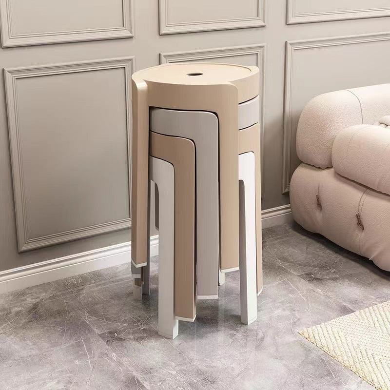 Taburete apilable redondo contemporáneo de PP escandinavo para sala de estar