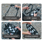 Outdoor Foldable Stool with Backrest - Modern Minimalist Rectangular Carbon Steel Frame, Oxford Fabric Seat in Striped/Plaid Pattern
