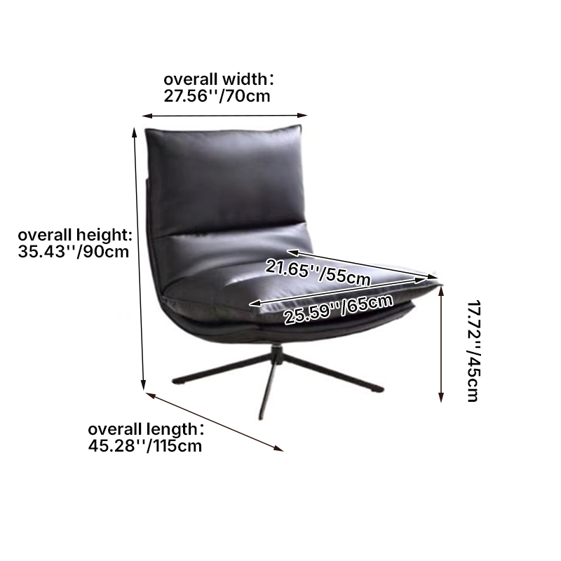 Sillón Reclinable Giratorio 360° Minimalista Escandinavo con Respaldo Ajustable en 4 Posiciones – Sillón Lounge de Piel Sintética Ecológica para Sala de Estar