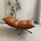 Sillón Reclinable Giratorio 360° Minimalista Escandinavo con Respaldo Ajustable en 4 Posiciones – Sillón Lounge de Piel Sintética Ecológica para Sala de Estar