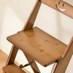 Modern Minimalist A-Shaped Bamboo Step Stool Backrest Foldable For Dining Room