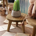 Modern Minimalist Round Solid Wood Stool — Low Profile, Sturdy for Living Room