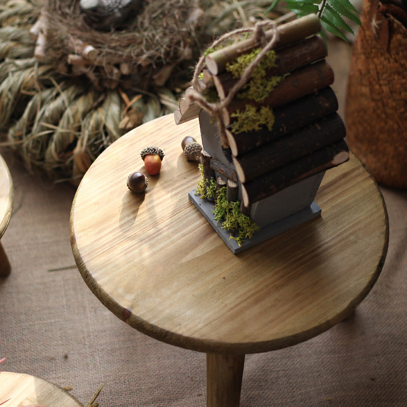 Modern Minimalist Round Solid Wood Stool — Low Profile, Sturdy for Living Room