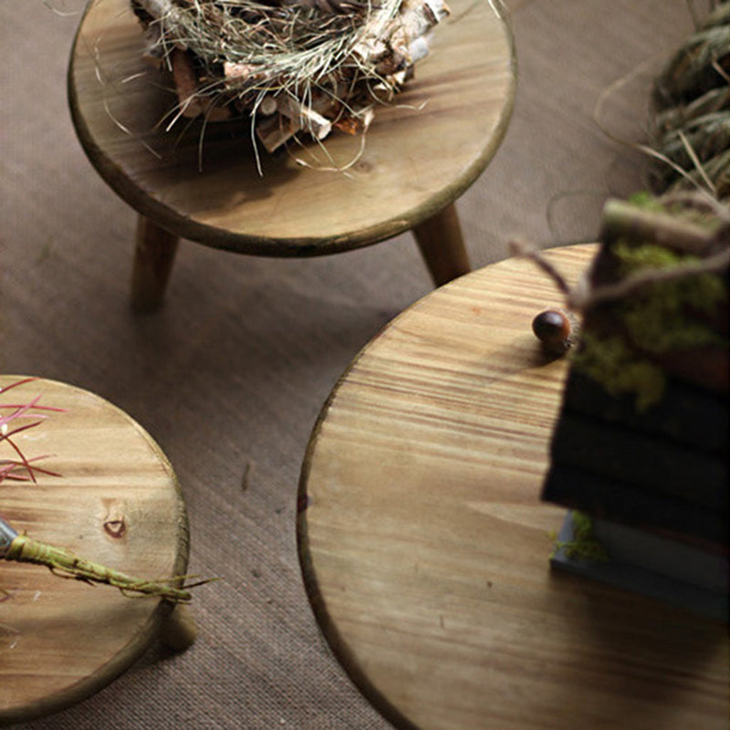 Modern Minimalist Round Solid Wood Stool — Low Profile, Sturdy for Living Room