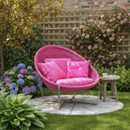 Tumbona reclinable moderna minimalista con estructura de aleación de aluminio curvada y cuerda de polipropileno – Respaldo y reposabrazos duraderos para jardín