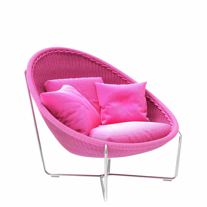 Tumbona reclinable moderna minimalista con estructura de aleación de aluminio curvada y cuerda de polipropileno – Respaldo y reposabrazos duraderos para jardín
