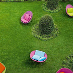 Tumbona reclinable moderna minimalista con estructura de aleación de aluminio curvada y cuerda de polipropileno – Respaldo y reposabrazos duraderos para jardín