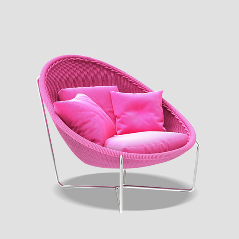 Tumbona reclinable moderna minimalista con estructura de aleación de aluminio curvada y cuerda de polipropileno – Respaldo y reposabrazos duraderos para jardín
