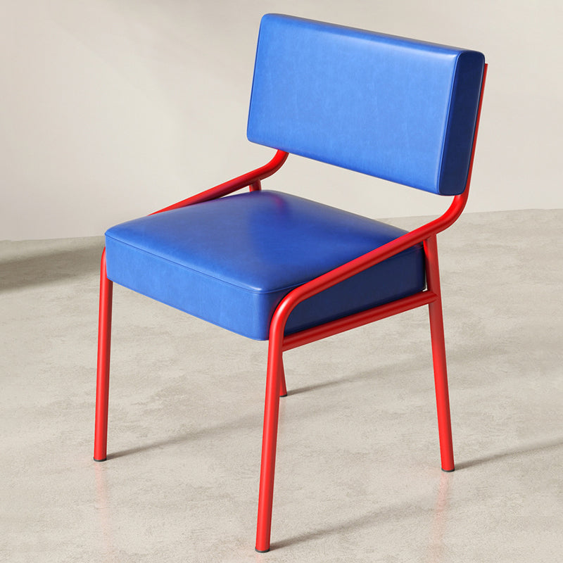 Traditional Vintage Rectangular Seat Cushion Carbon Steel Oil-Waxed Leather Sponge Dining Chair Backrest For Dining Room