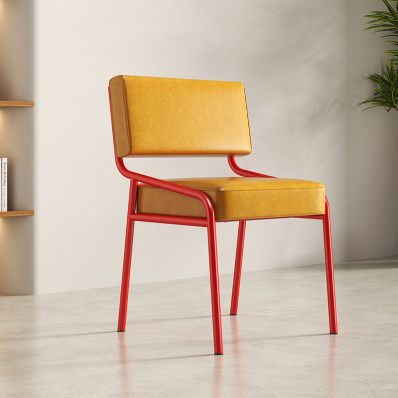 Traditional Vintage Rectangular Seat Cushion Carbon Steel Oil-Waxed Leather Sponge Dining Chair Backrest For Dining Room