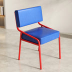 Traditional Vintage Rectangular Seat Cushion Carbon Steel Oil-Waxed Leather Sponge Dining Chair Backrest For Dining Room
