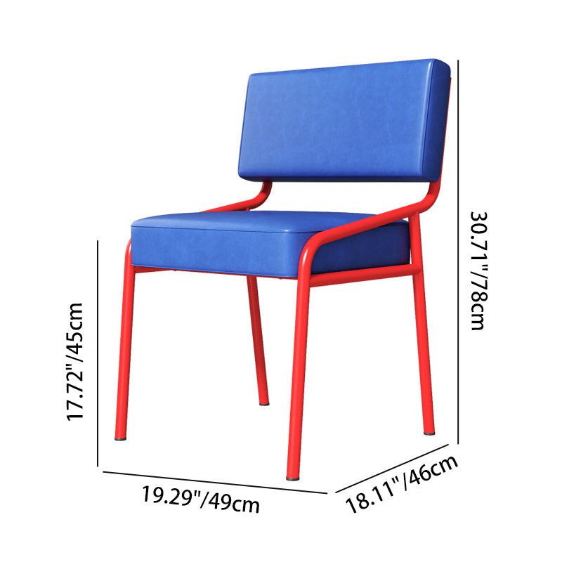 Traditional Vintage Rectangular Seat Cushion Carbon Steel Oil-Waxed Leather Sponge Dining Chair Backrest For Dining Room