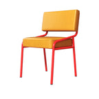 Traditional Vintage Rectangular Seat Cushion Carbon Steel Oil-Waxed Leather Sponge Dining Chair Backrest For Dining Room