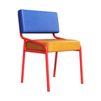 Traditional Vintage Rectangular Seat Cushion Carbon Steel Oil-Waxed Leather Sponge Dining Chair Backrest For Dining Room