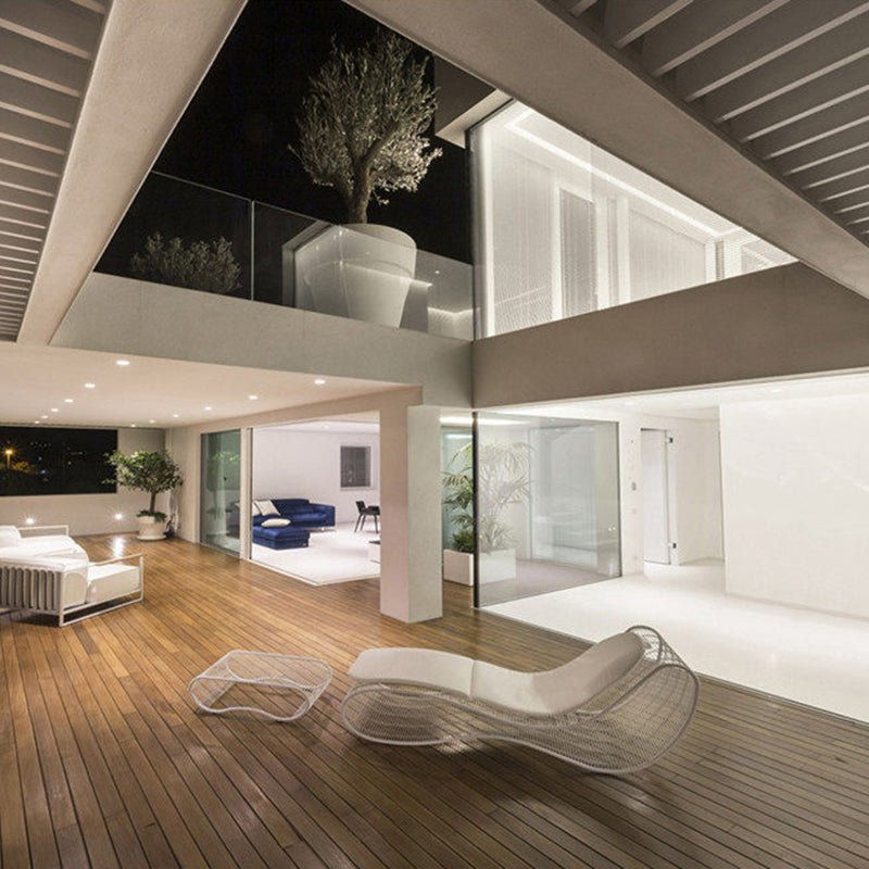 Tumbona de Jardín Moderna Minimalista Curva de Aleación de Aluminio con Respaldo Acolchado de Tela