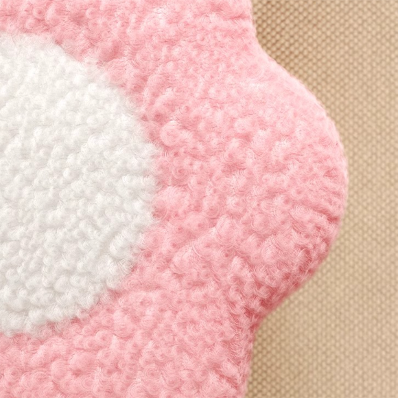 Contemporary Kids' Flower-Shaped Lamb-Fleece Stool – Stackable, Low-Profile, Backless & Armless for Living Room & Bedroom