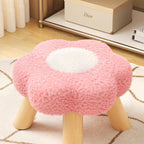 Contemporary Kids' Flower-Shaped Lamb-Fleece Stool – Stackable, Low-Profile, Backless & Armless for Living Room & Bedroom