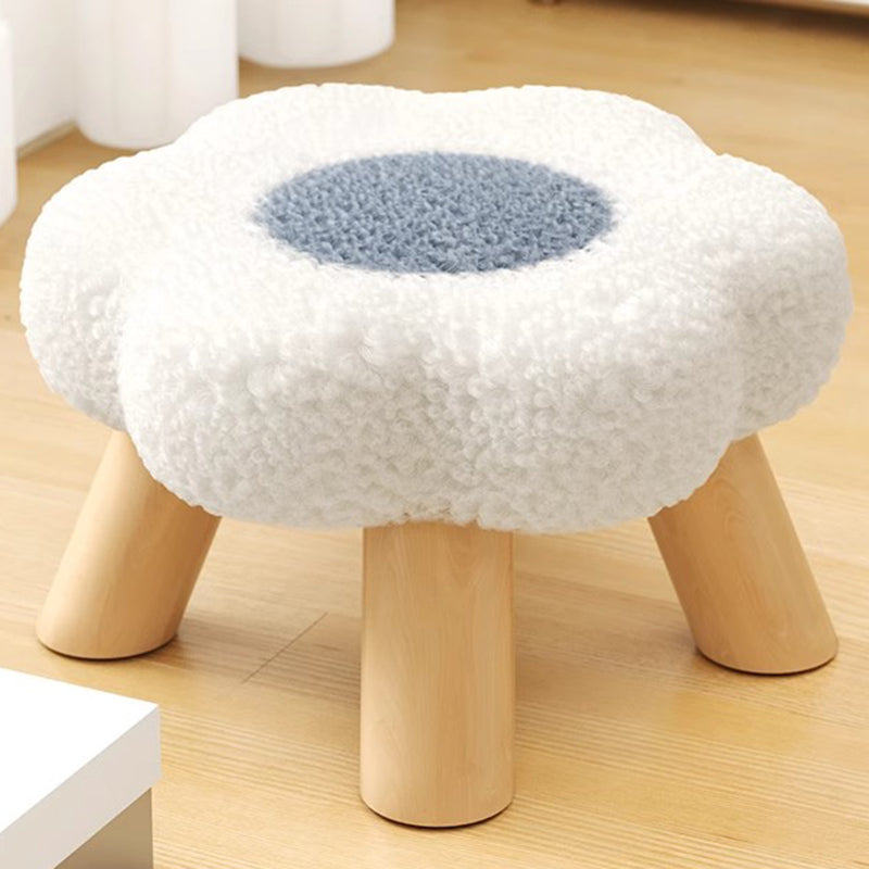 Contemporary Kids' Flower-Shaped Lamb-Fleece Stool – Stackable, Low-Profile, Backless & Armless for Living Room & Bedroom