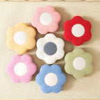 Contemporary Kids' Flower-Shaped Lamb-Fleece Stool – Stackable, Low-Profile, Backless & Armless for Living Room & Bedroom