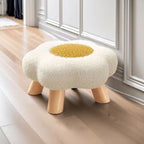 Contemporary Kids' Flower-Shaped Lamb-Fleece Stool – Stackable, Low-Profile, Backless & Armless for Living Room & Bedroom