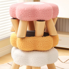 Contemporary Kids' Flower-Shaped Lamb-Fleece Stool – Stackable, Low-Profile, Backless & Armless for Living Room & Bedroom