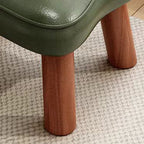 Taburete bajo contemporáneo nórdico en forma de flor de cuero sintético con base de madera de pino - Acento para sala de estar