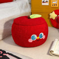 Modern Velvet Apple-Shaped Low Stool with Hidden Storage – MDF Living Room Accent